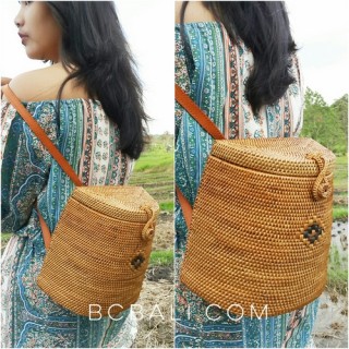 backpack handbag grass ata rattan handmade woven unique